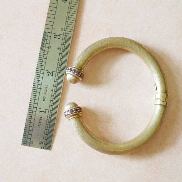 Vintage ITAOR Italy Amethyst Bangle – 925 Gold Vermeil Hinged Bracelet - Picture 4 of 4